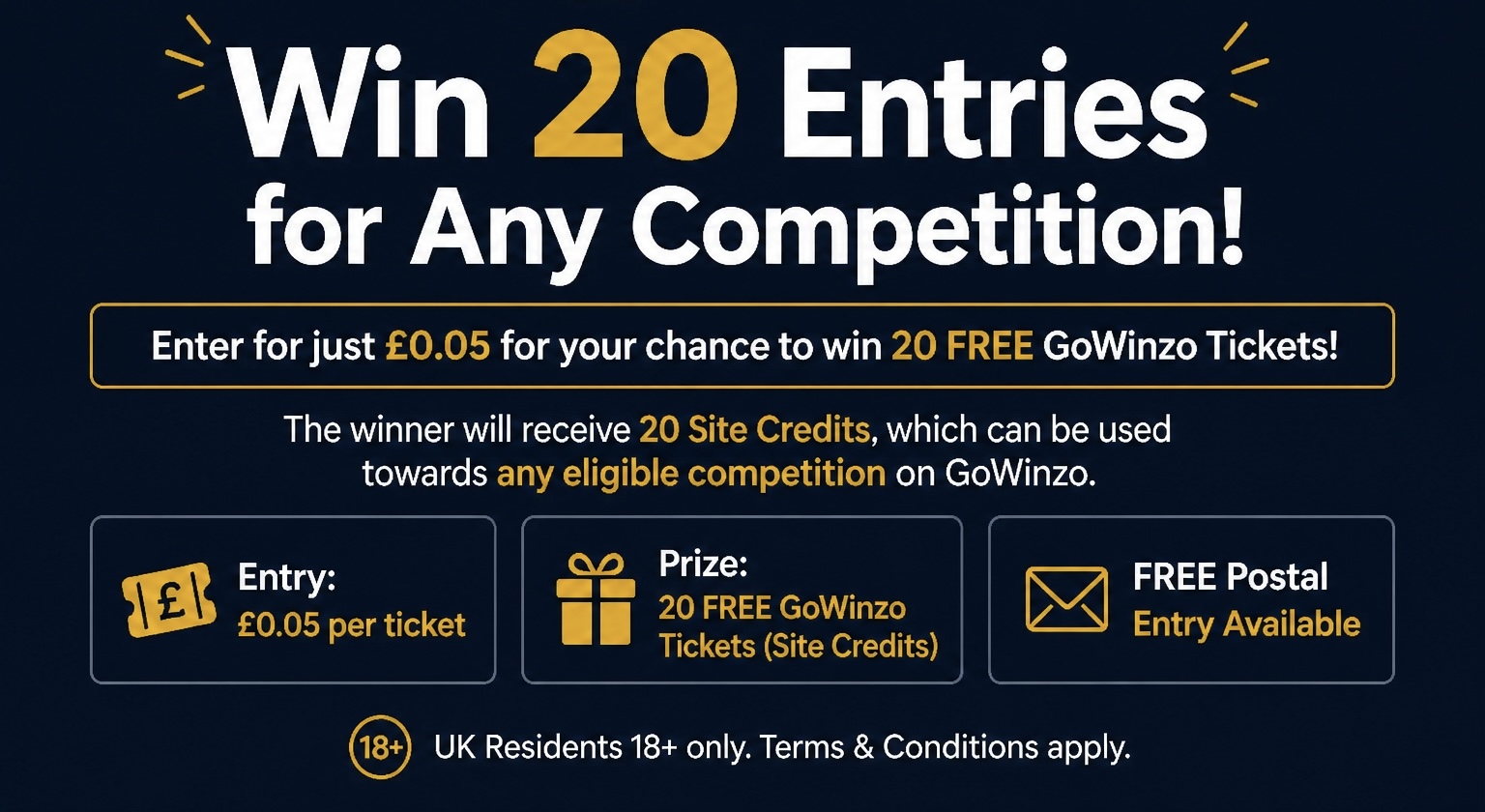 Win 20 Entries for Any Competition! 🎟️