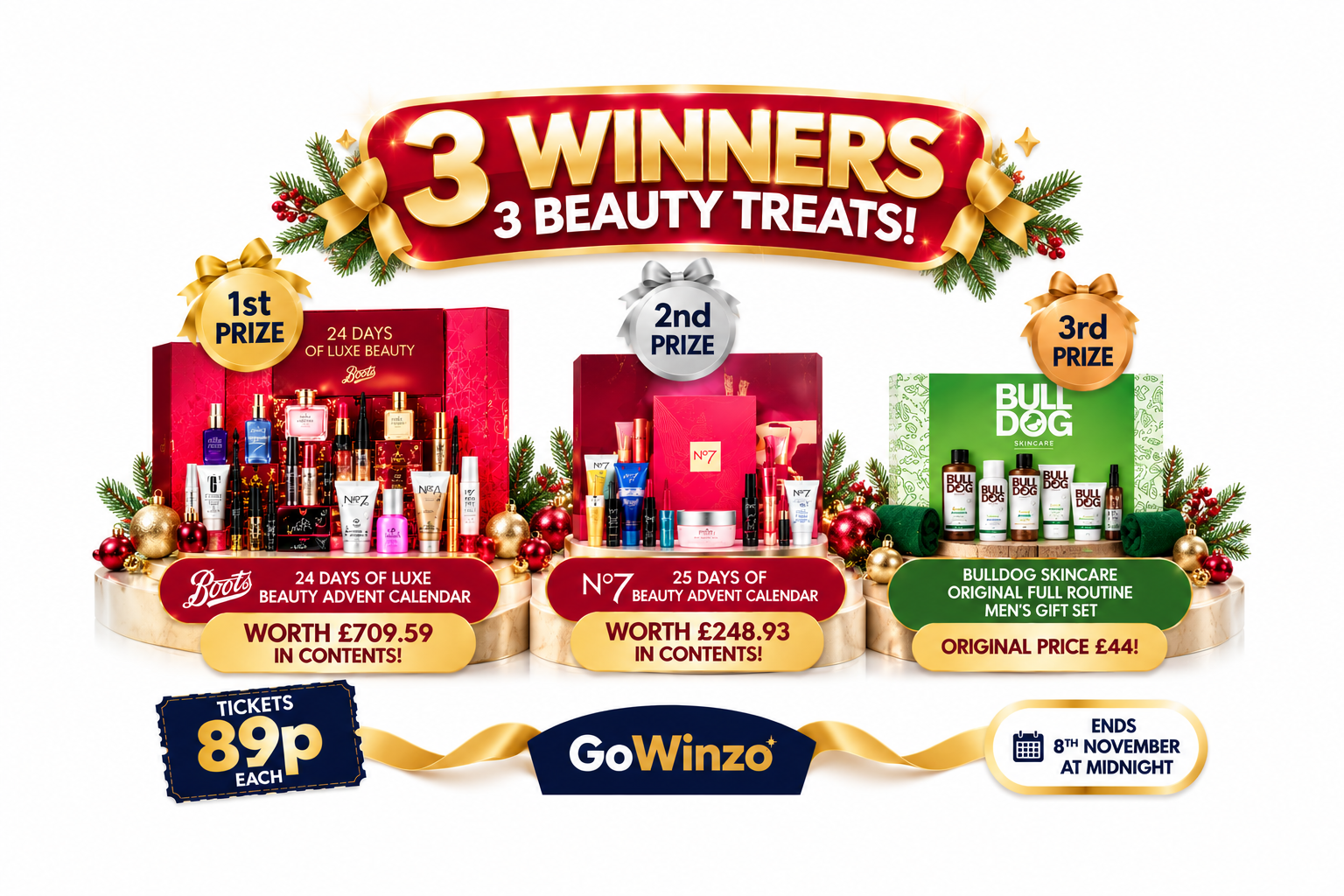 🎄 3 WINNERS, 3 BEAUTY TREATS! 🎁✨